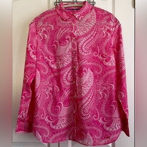 TALBOTS WOMENS BLOUSE, PINT PRINT, size small